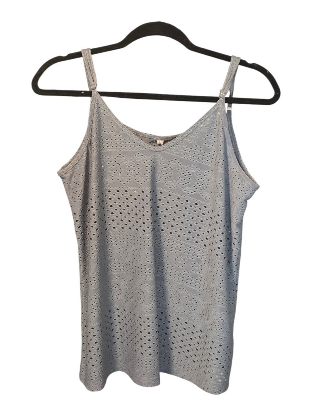 Women’s Eyelet Sleeveless Tank Top - Light Gray